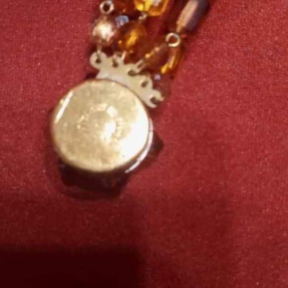 VTG 5 STRAND OF AUTUMN AMBER BEADED CHOKER BROWNS,ORANGES,YELLOW ROUND CLASP - Picture 7 of 7